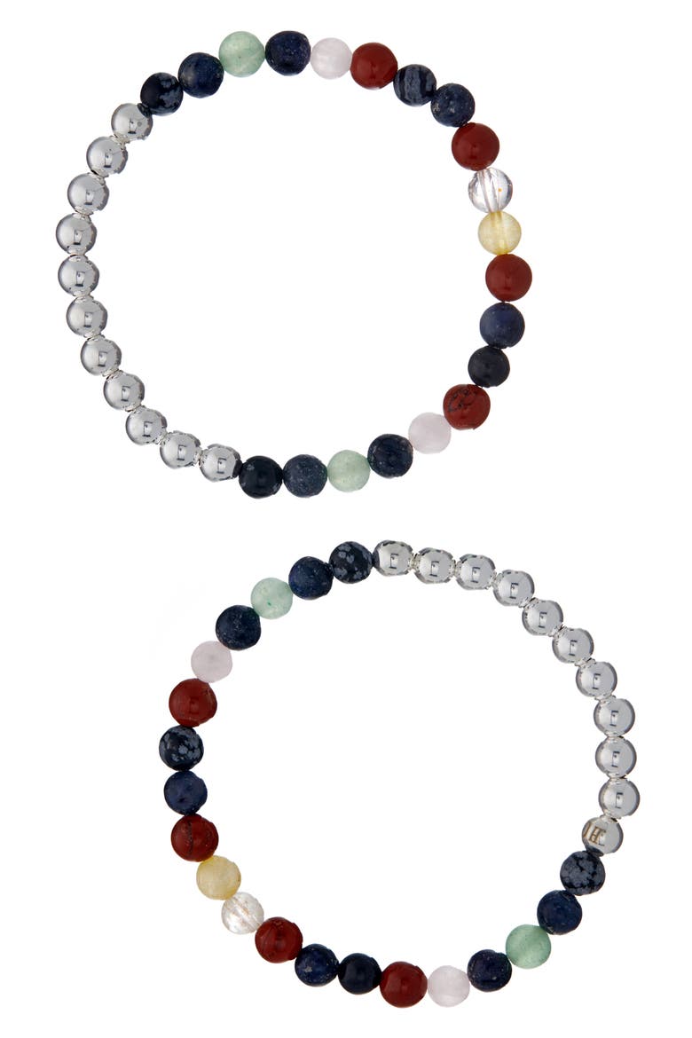 N32 Emotional Eating Set of 2 Healer's Bracelets, Main, color, SILVER