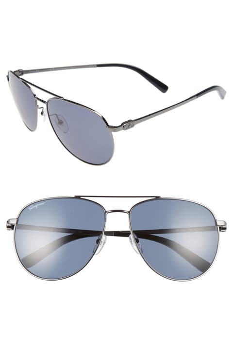Salvatore Ferragamo Gancio 60mm Aviator Sunglasses