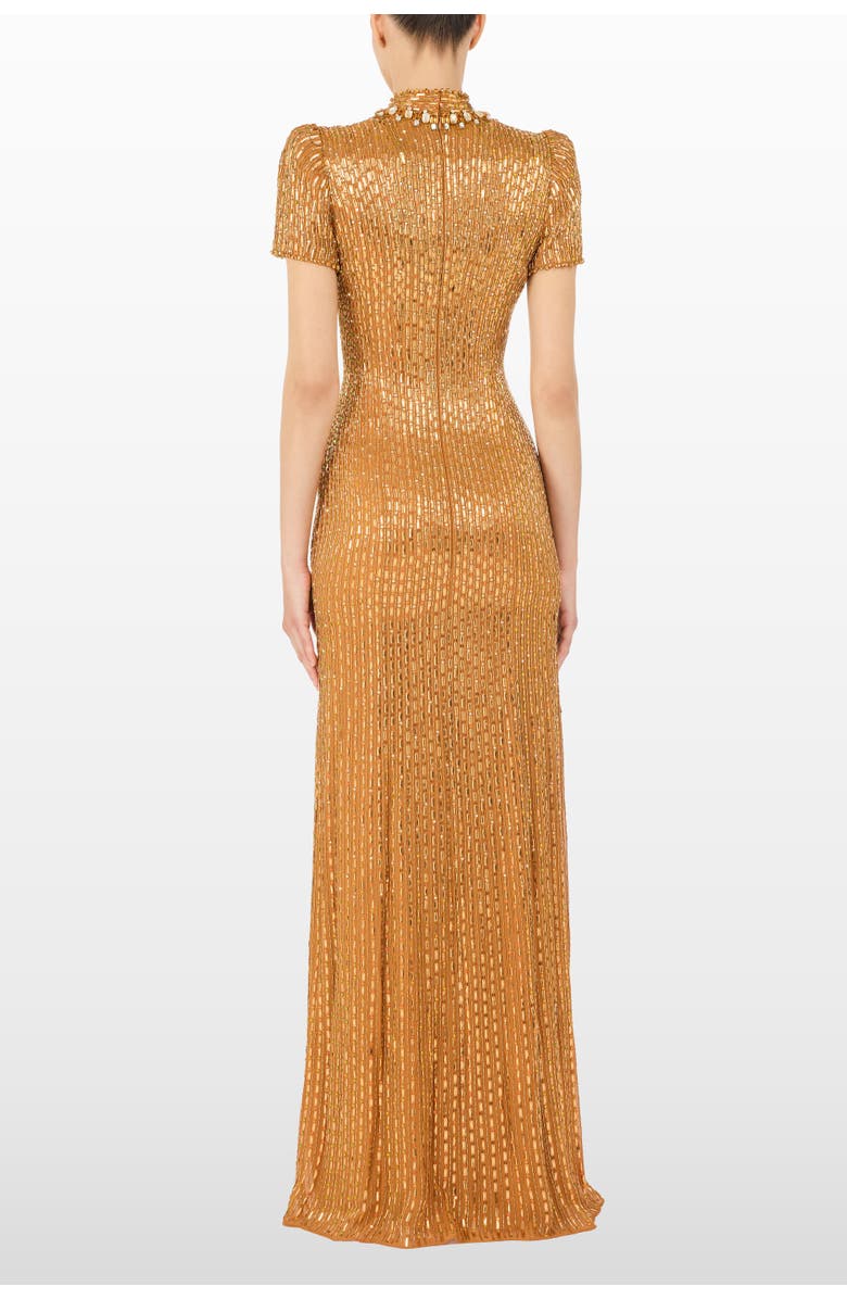 Jenny Packham Amber Embellished Maxi Dress, Alternate, color, Amber