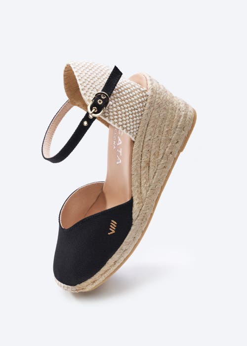 Viscata Reus Canvas Espadrille Wedges In Black