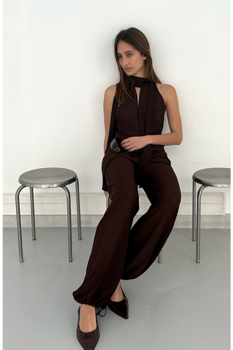 Elia Layered Skirt Trousers, Alternate, color, Dark Brown