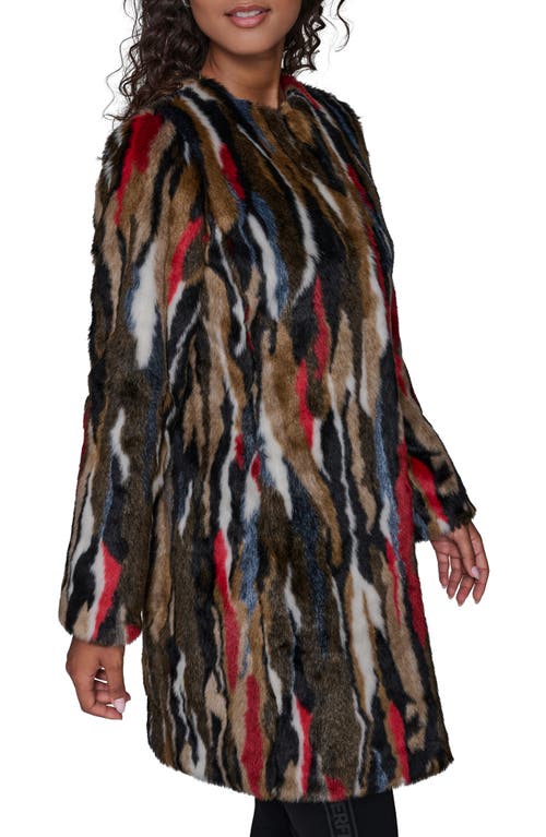 Karl Lagerfeld Paris Multicolored Faux Fur Jacket In Brown