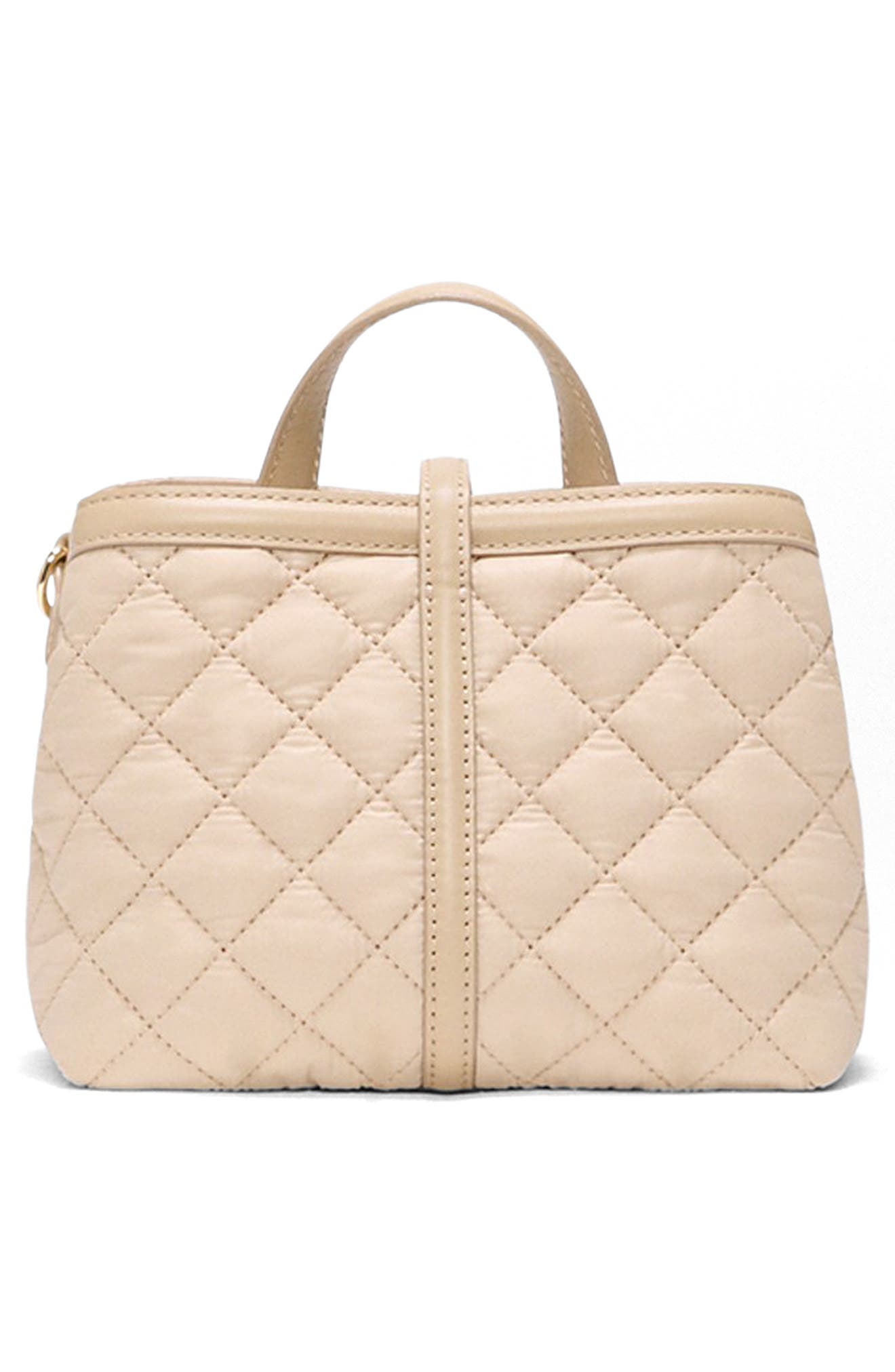Mini Astor Diamond Quilted Top Handle Bag, Alternate, color, BUFF