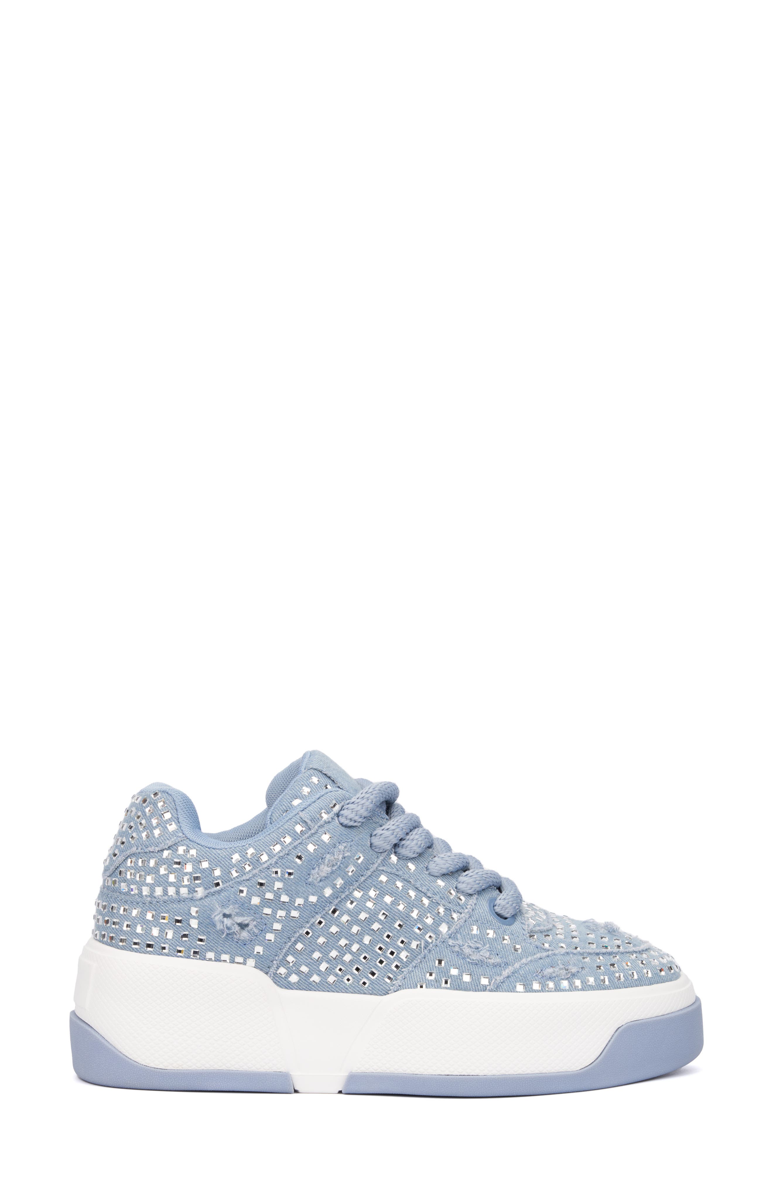OLIVIA MILLER Lunar Rays Rhinestone Sneaker, Alternate, color, Denim