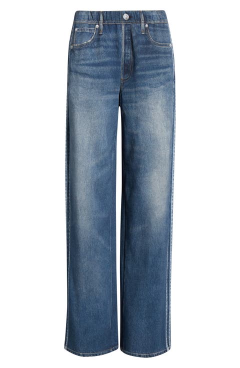 Miramar Side Stripe High Waist Wide Leg Cotton Terry Sweatpant Track Pants