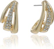 Ettika Double Cubic Zirconia Line Hoop Earrings