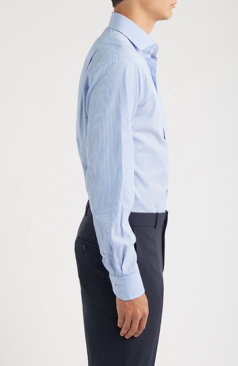 Lorenzo Uomo Trim Fit Pinstripe Cotton Dress Shirt, Alternate, color, White/ Blue