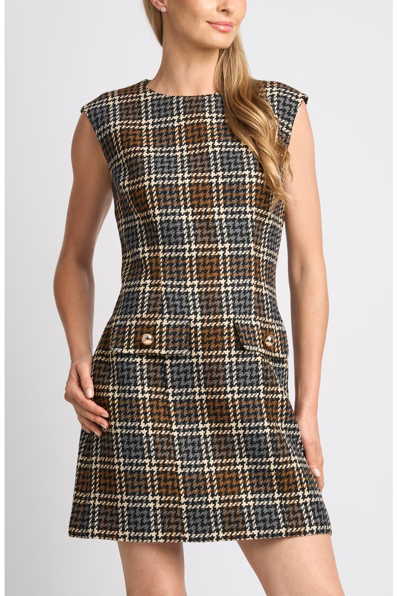 Jamie Plaid Shift Dress, Alternate, color, RICH BLACK