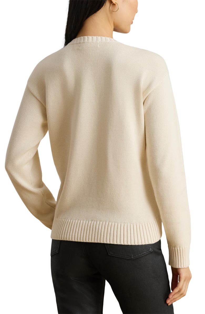 Lauren Ralph Lauren Embroidered Crewneck Sweater, Alternate, color, Mascarpone Cream