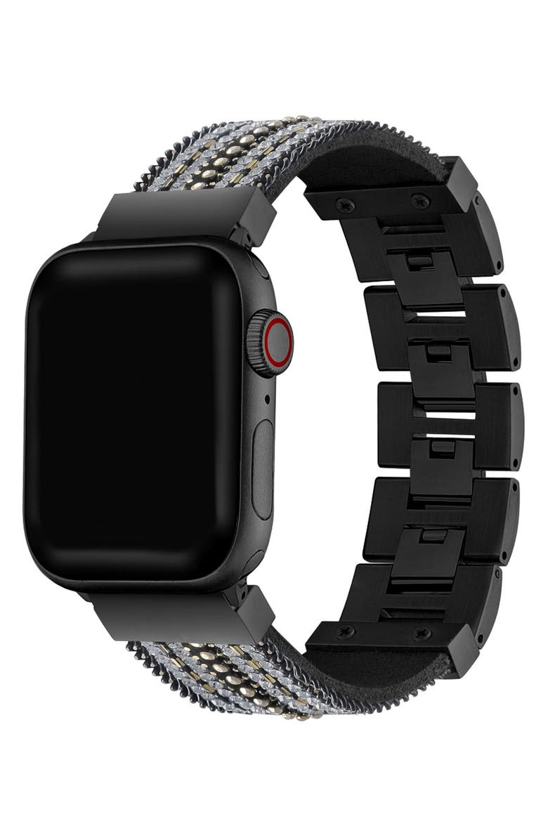 Posh Tech Beaded Steel Apple Watch<sup>®</sup> Watchband, Alternate, color, Black/Silver