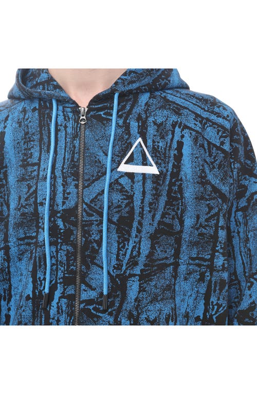 Hvman Camo Print Embroidered Cotton Zip-up Hoodie In Crinkled