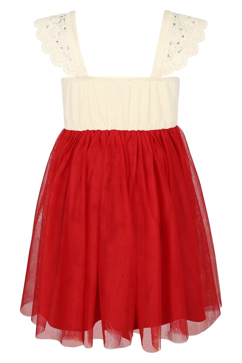 Kids' Crochet Mixed Media Dress, Alternate, color, IVORY/ RED
