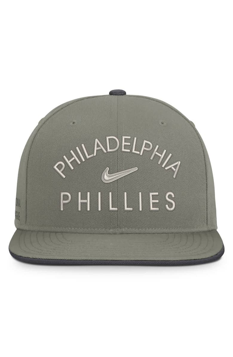 Nike Men's Nike Olive Philadelphia Phillies Pro Dri-FIT Snapback Hat, Alternate, color, Gray