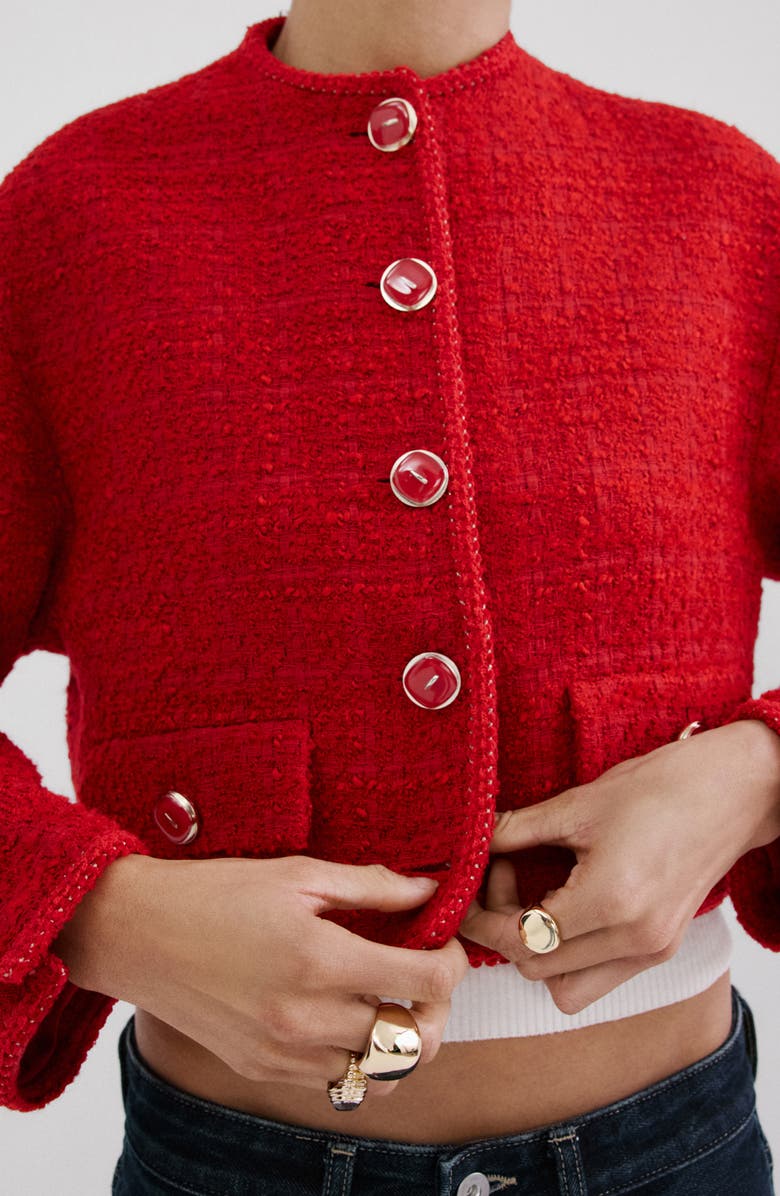 MANGO Jewel Button Tweed Jacket, Alternate, color,