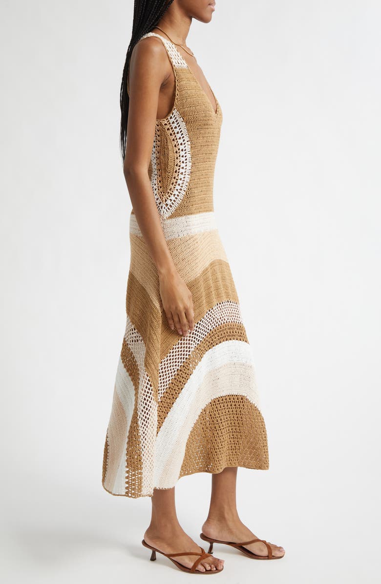 Ramy Brook Cadence Colorblock Crochet Midi Dress, Alternate, color, Sandstone Multi Colorblock