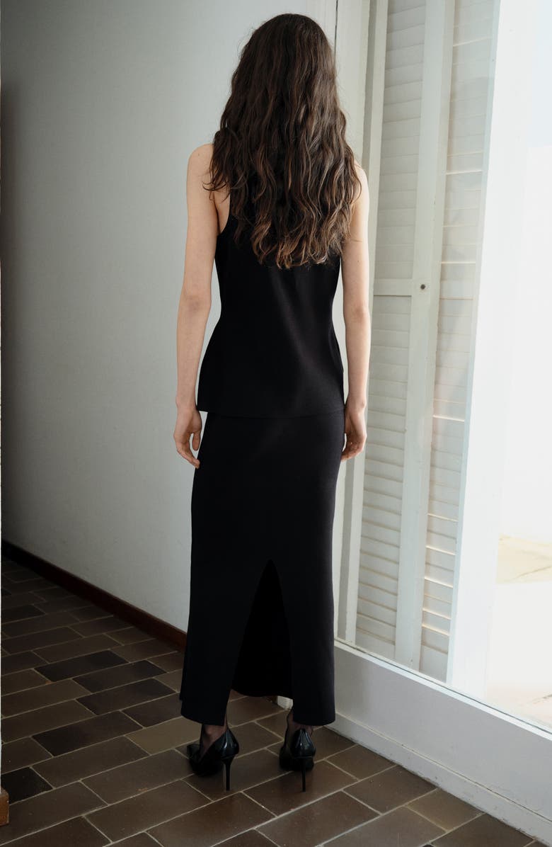 MANGO Lulu Fine Knit Midi Skirt, Alternate, color, Black