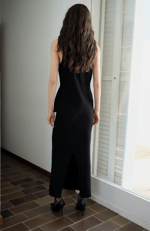 Mango Lulu Fine Knit Midi Skirt In Black