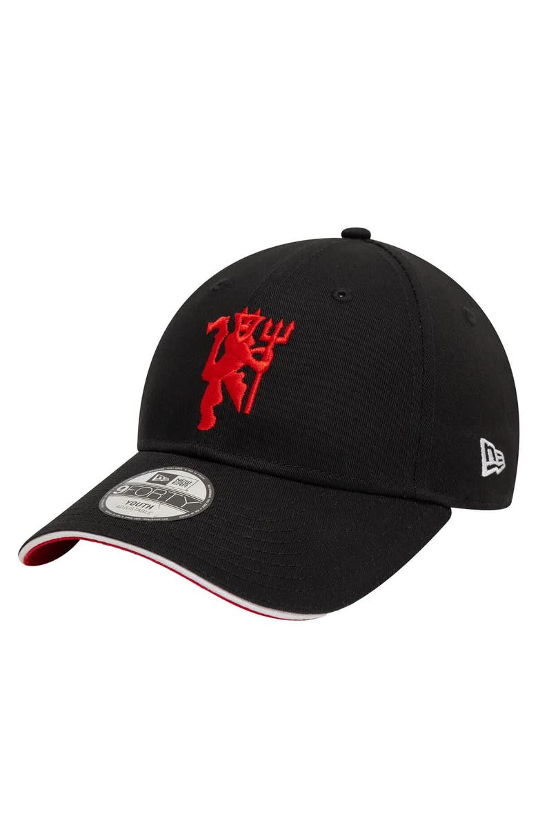 New Era Youth New Era Black Manchester United Flag 9FORTY Adjustable Hat, Main, color, 