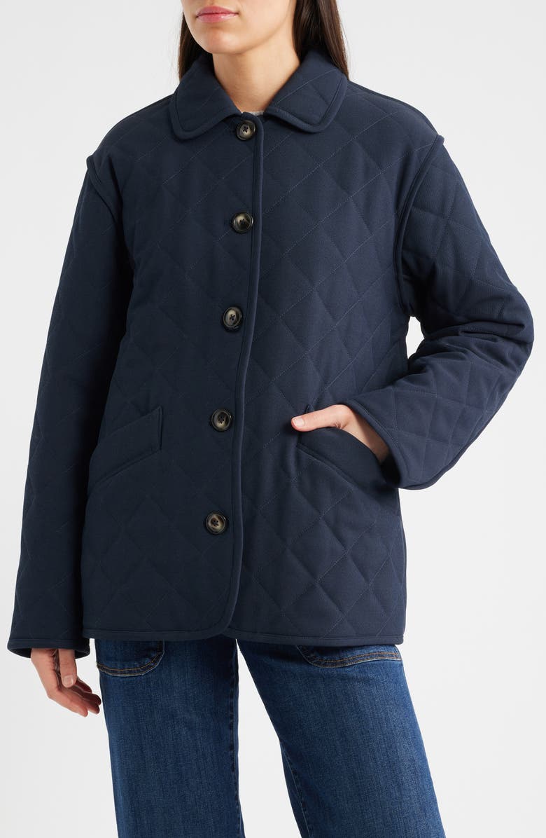 Bernardo Diamond Quilted Jacket, Alternate, color, Navy