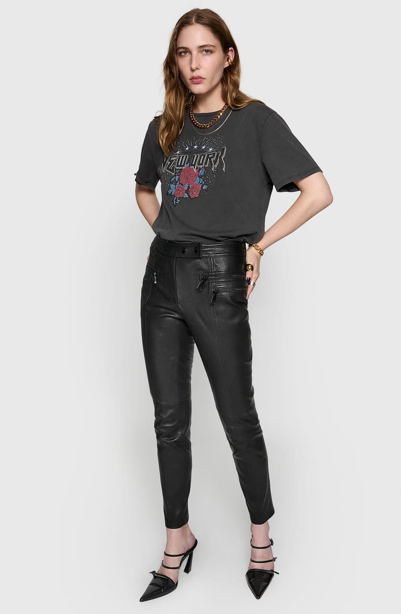 Rebecca Minkoff Wilder Stretch Leather Moto Pants, Alternate, color, 