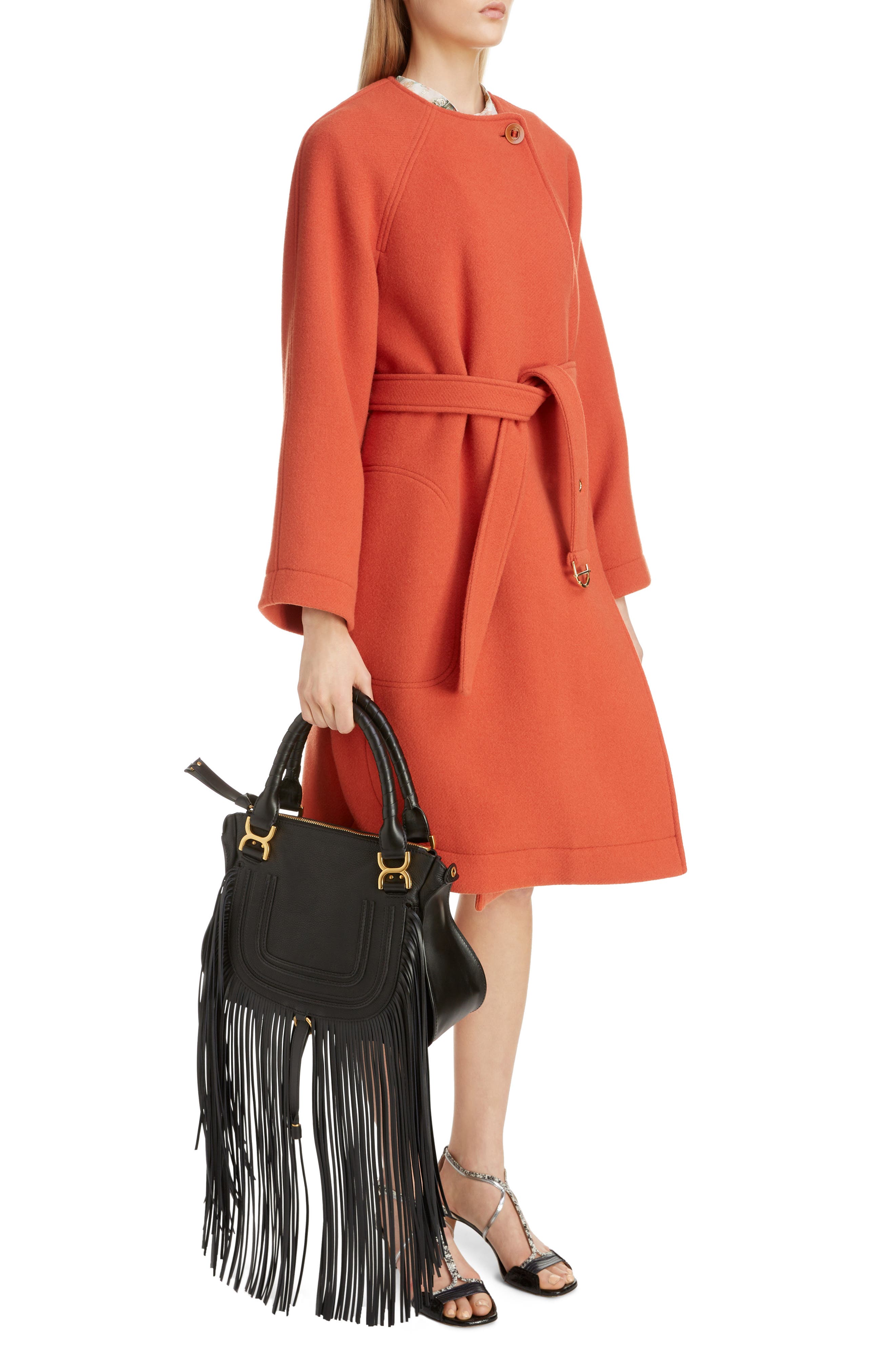 Chloé Medium Marcie Fringe Leather Satchel, Alternate, color, 