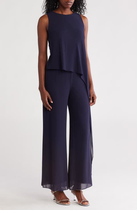 Sleeveless Chiffon Cocktail Jumpsuit