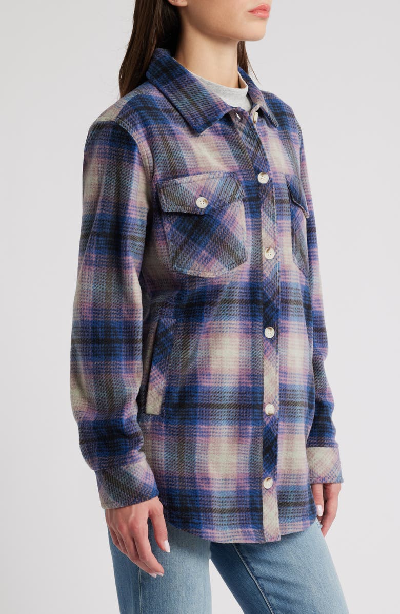 Thread & Supply Plaid Polar Fleece Shacket, Alternate, color, Blue Mauve