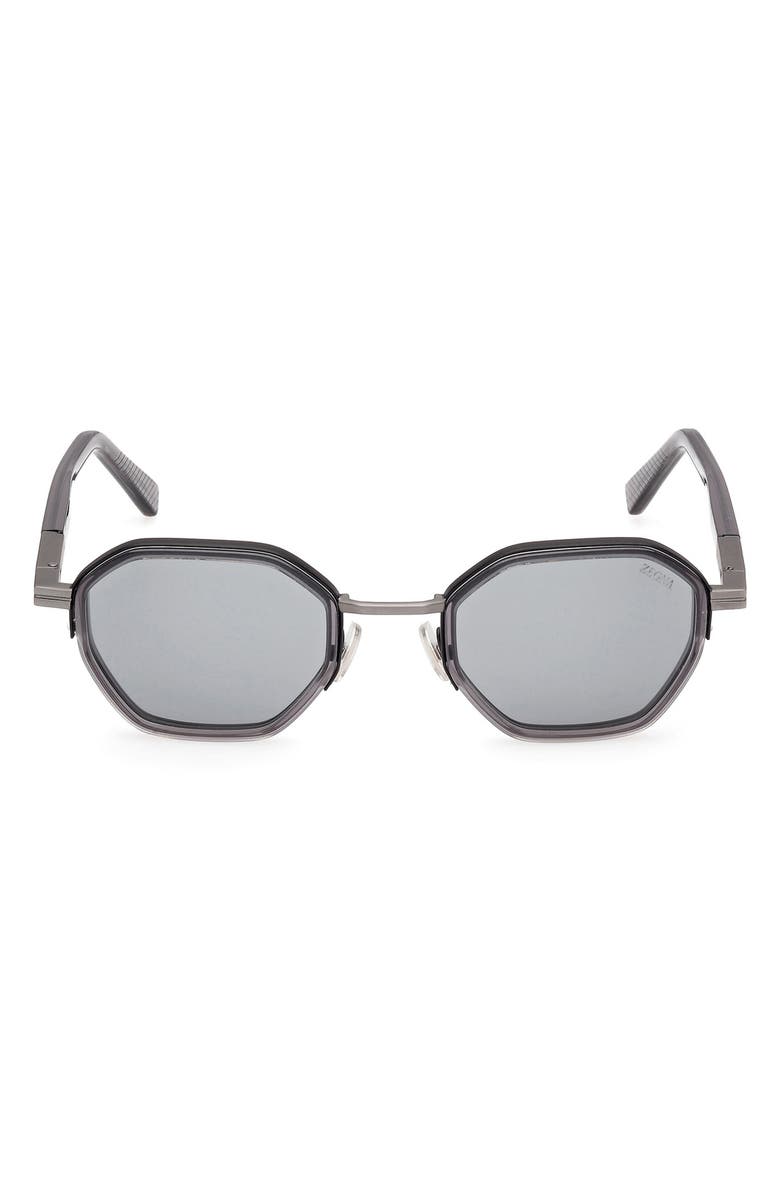 ZEGNA 50mm Geometric Sunglasses, Main, color, Grey/ Other / Smoke