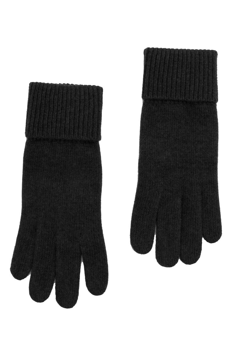 Portolano Cashmere Ribbed Gloves, Main, color, Black