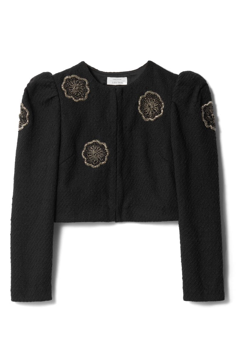 & Other Stories Embellished Crop Tweed Jacket, Alternate, color, Black Dark