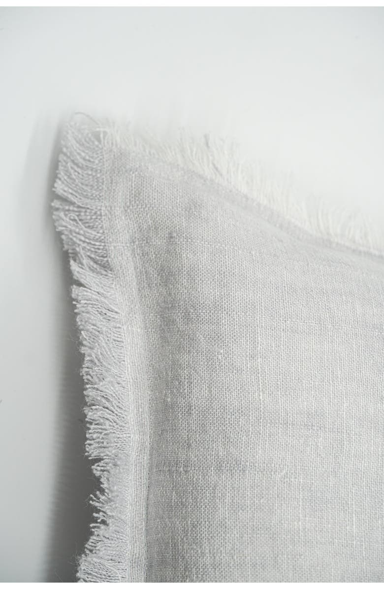 Anaya Fringe Soft Linen Pillow with Down Alternative Insert, Alternate, color, Light Grey