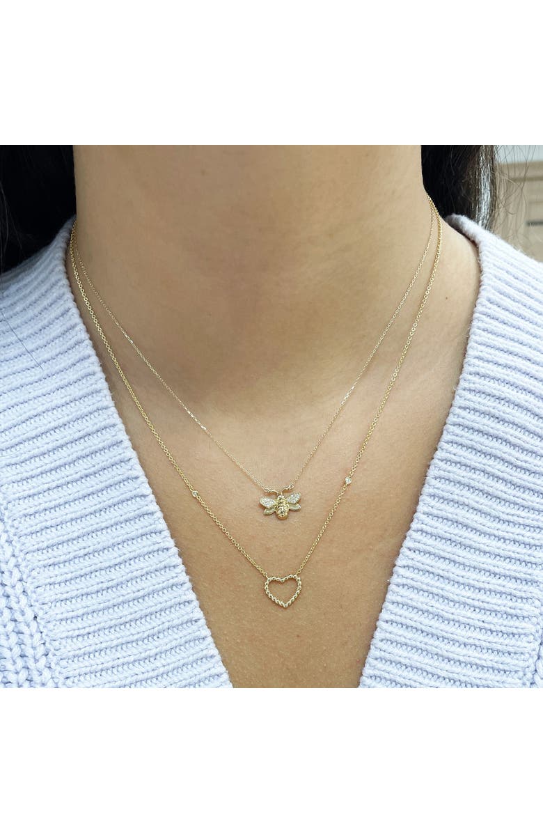 The Lovery Fine Jewelry Diamond Bee Necklace, Alternate, color, Yellow Gold