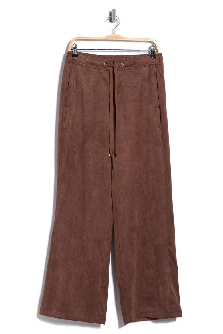 Brushed Twill Wide Leg Pants, Main, color, BROWN