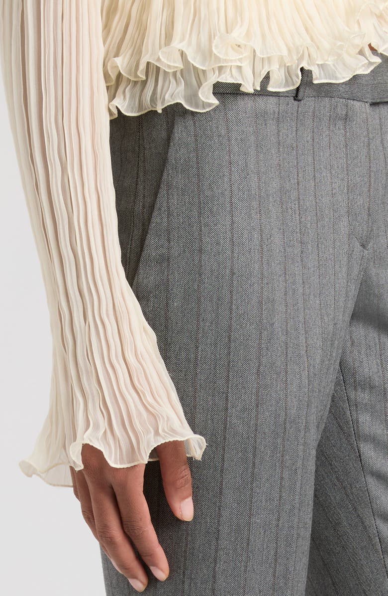 McQueen Herringbone Wool Pants, Alternate, color, Grey