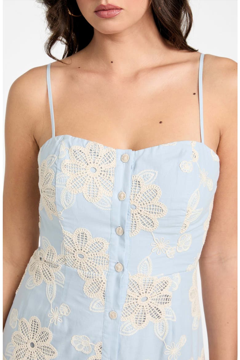 Tabitha Floral Embroidered Tiered Cotton Sundress, Alternate, color, BLUE