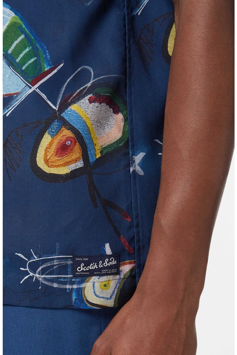 Abstract Print Lyocell Camp Shirt, Alternate, color, ABSTRACT ISLAND NIGH