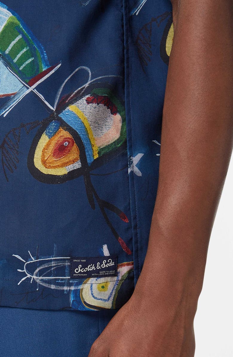 Scotch & Soda Abstract Print Lyocell Camp Shirt, Alternate, color, Abstract Island Nigh