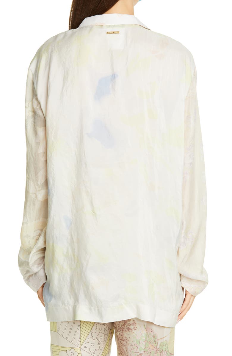 Marine Serre One of a Kind Mixed Print Silk Lounge Shirt, Alternate, color, 
