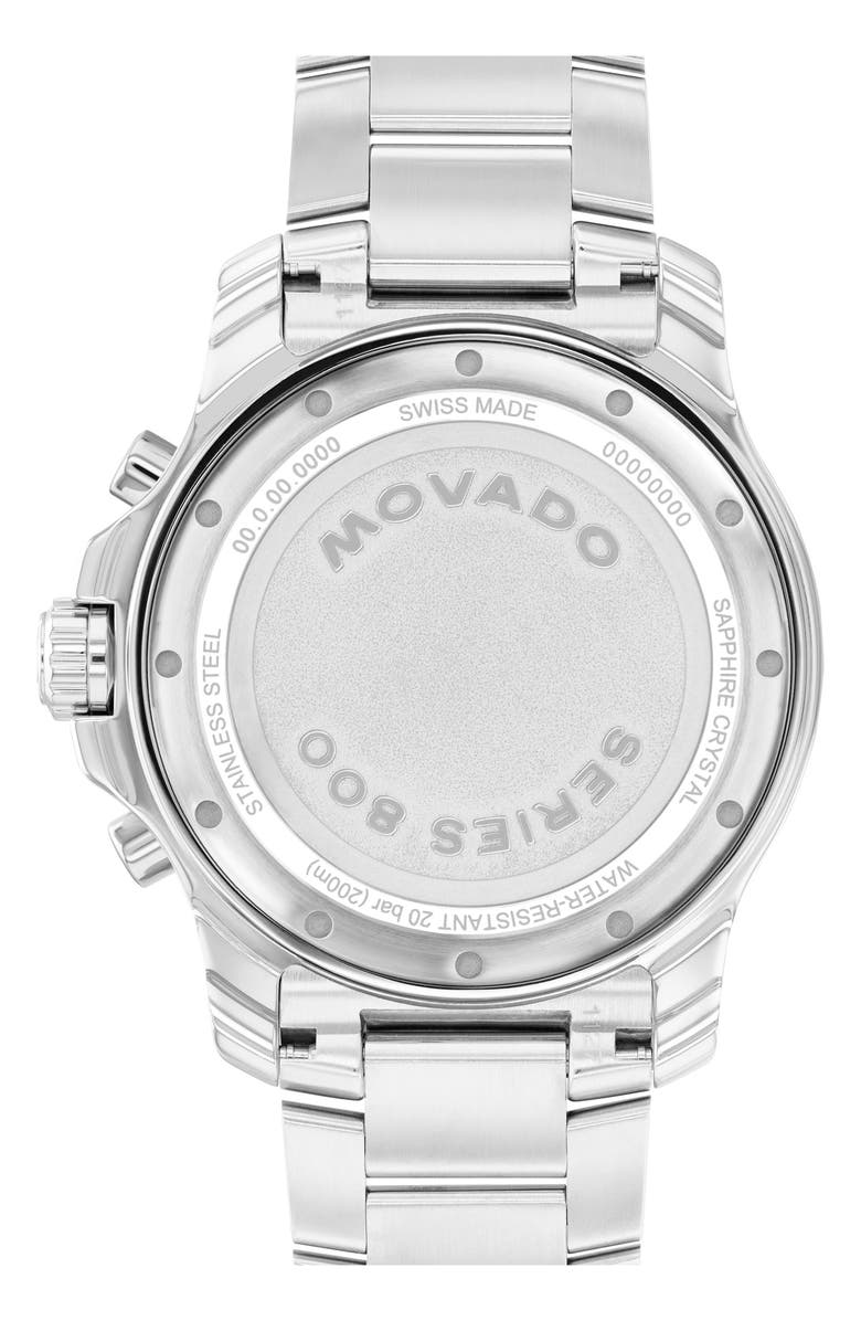 Movado Series 800 Chronograph Bracelet Watch, 42mm, Alternate, color, White