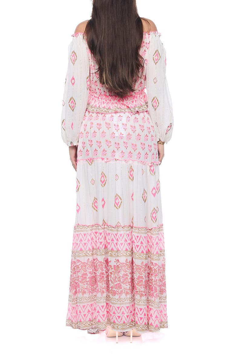 Off-the-Shoulder Top & Maxi Skirt Set, Alternate, color, PINK