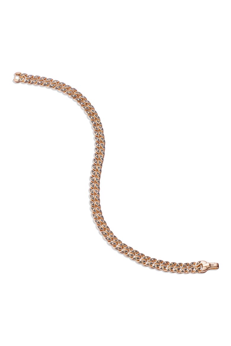 6mm Men's Pavé Cognac Diamond Curb Chain Bracelet, Alternate, color, 18K ROSE GOLD/ DIAMOND