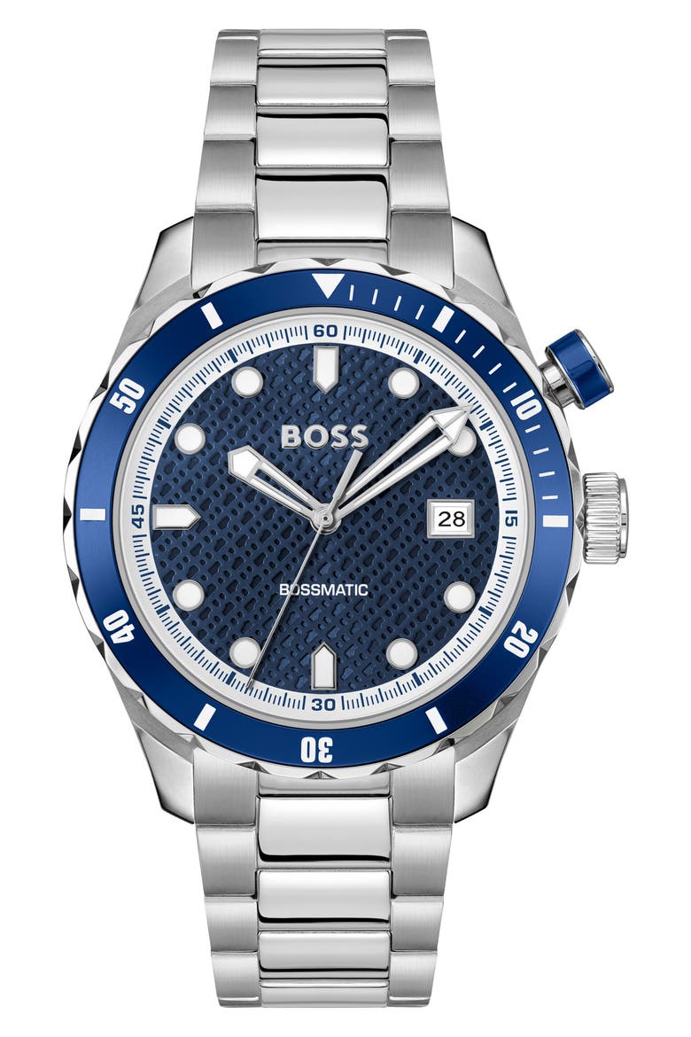 Bossmatic Bracelet Watch, 42mm, Main, color, BLUE DIAL