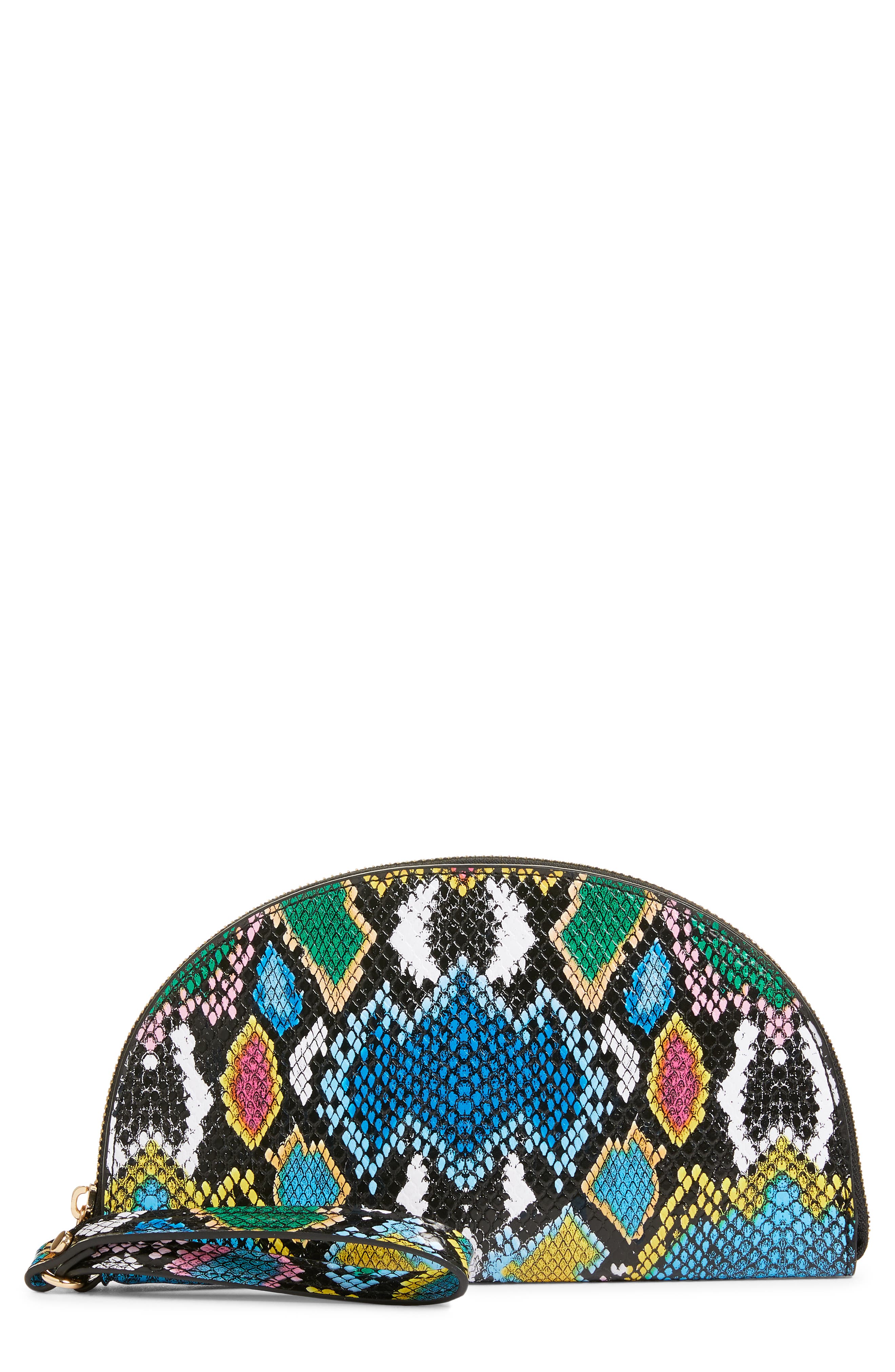 BP. Snake Print Faux Leather Wristlet, Main, color, 