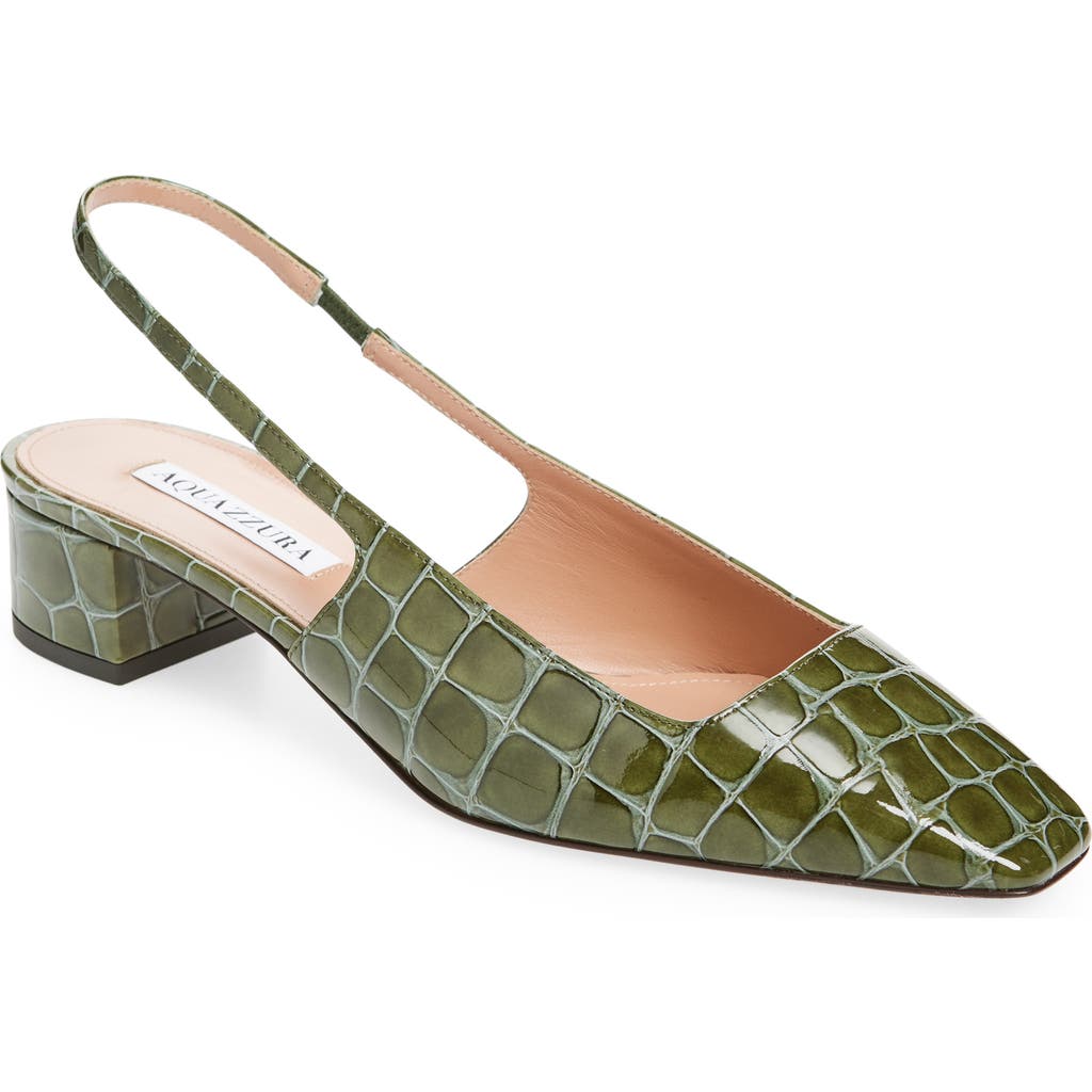 Aquazzura Ginza 35 Croc-effect Leather Slingback Pumps In Oregano