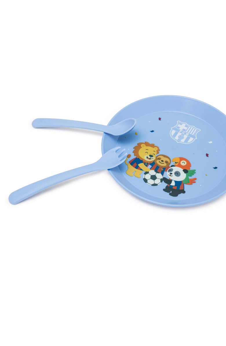 Miniland Barcelona Soccer Children's Tableware Set, Alternate, color, Blue Multi