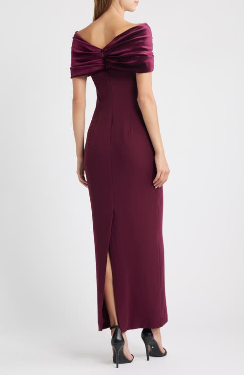 Sonya Moda Belluno Off The Shoulder Column Gown In Purple