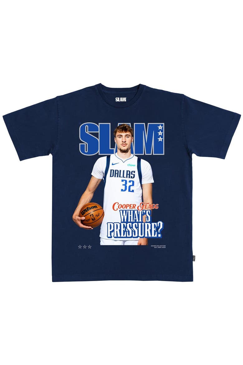 Unisex SLAM Cooper Flagg Navy Dallas Mavericks Cover T-Shirt, Main, color, Navy