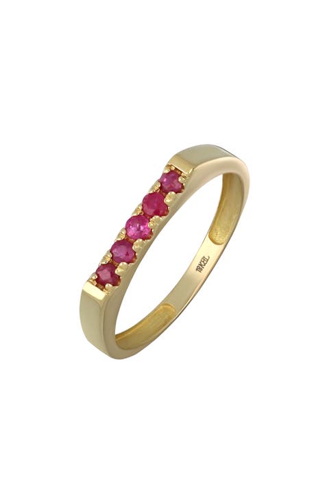 El Mar 18K Gold Gemstone Stackable Ring