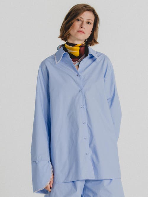 Alas Oversized Poplin Shirt in Sky Blue at Nordstrom, Size Medium