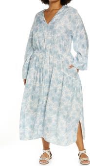 Vince Dahlia Print Long Sleeve Midi Dress